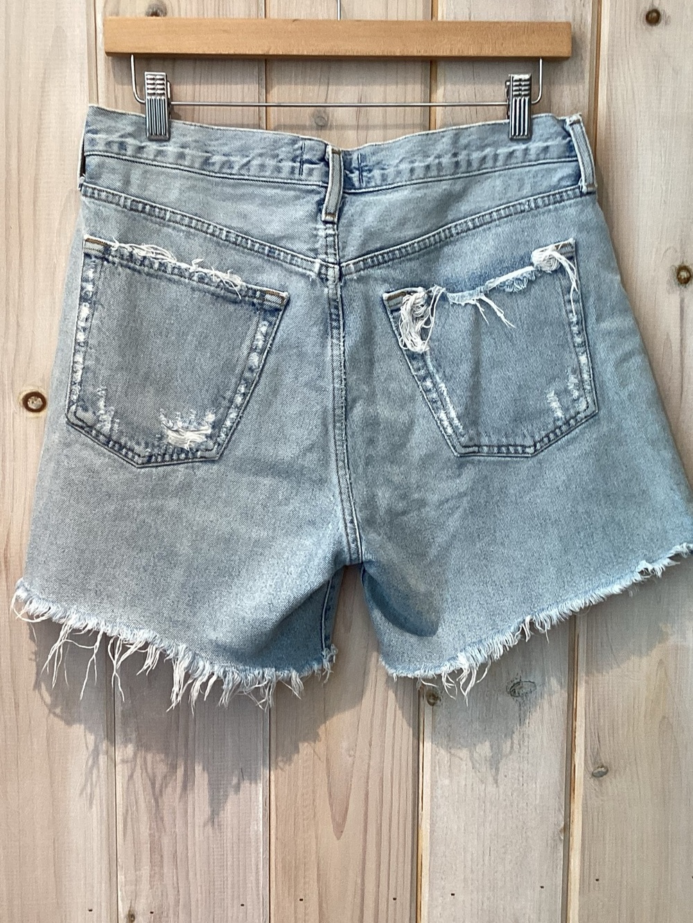 Agolde Parker Long Denim Cutoff Shorts - Picture 6 of 6